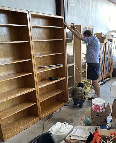 Karl & Karl working on the bookcases
